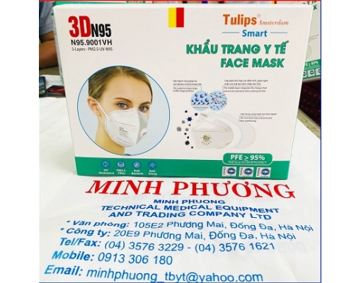 [Bán lẻ] Khẩu trang y tế 3D TULIPS N95 9001VH - Có van 1 chiều