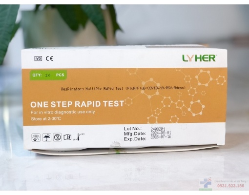 Test cúm Kit test 5in1 Lyher, FluA/FluB/COVID-19/RSV/Adeno Lyher