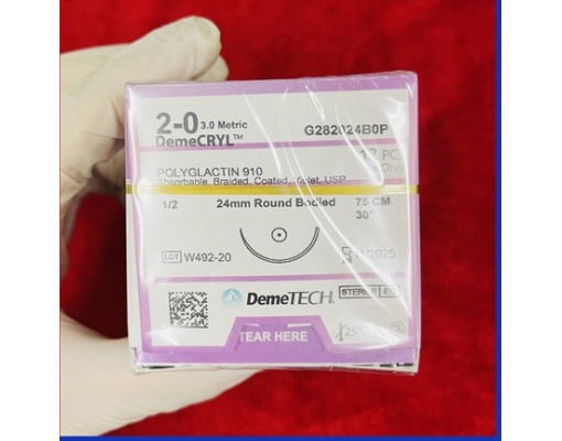 [Bán lẻ từng sợi] Chỉ khâu DEMECRYL DEMETECH Polyglactin tự tiêu dùng trong phẫu thuật các số