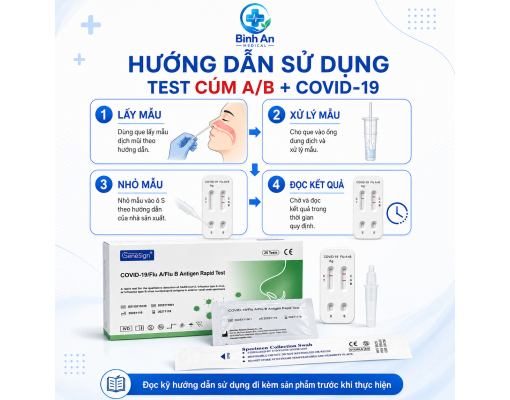 Que Test Cúm A/B COVID - Kit Xét Nghiệm Nhanh Tại Nhà GENESIGN