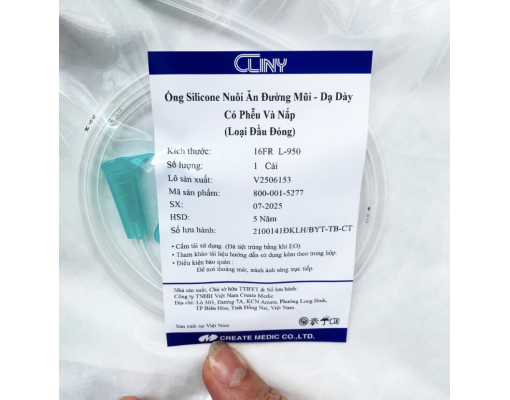 Ống Silicone nuôi ăn đường mũi, dạ dày dùng CLINY cỡ 16Fr và 18Fr