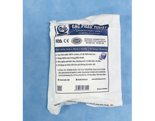 Combo 10 gói gạc phẫu thuật vô trùng ổ bụng các cỡ An Lành