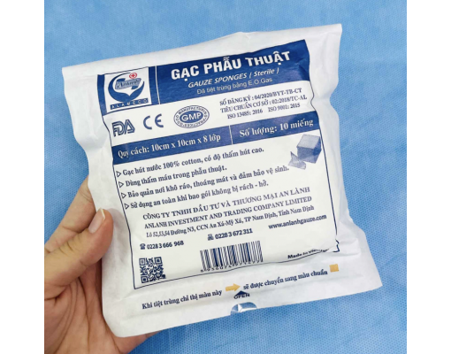 Combo 10 gói gạc phẫu thuật vô trùng ổ bụng các cỡ An Lành