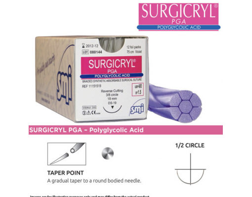 Chỉ khâu tự tiêu đơn sợi SMI Surgicryl các số (Hộp 12 sợi)
