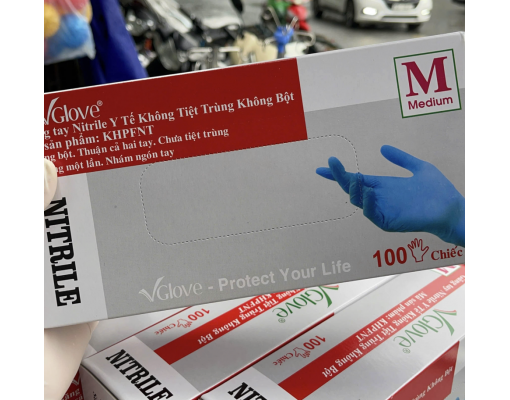 Găng tay y tế VGLOVE Nitrile xanh được làm từ cao su tổng hợp