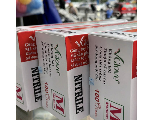 Găng tay y tế VGLOVE Nitrile xanh được làm từ cao su tổng hợp