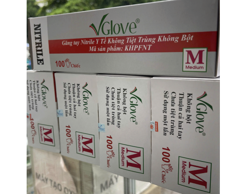 Găng tay y tế VGLOVE Nitrile xanh được làm từ cao su tổng hợp