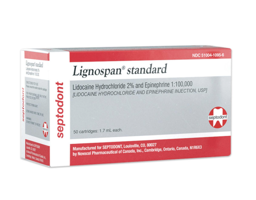 Hộp đựng tê Pháp SEPTODONT đỏ LIGNOSPAN STANDARD 2%