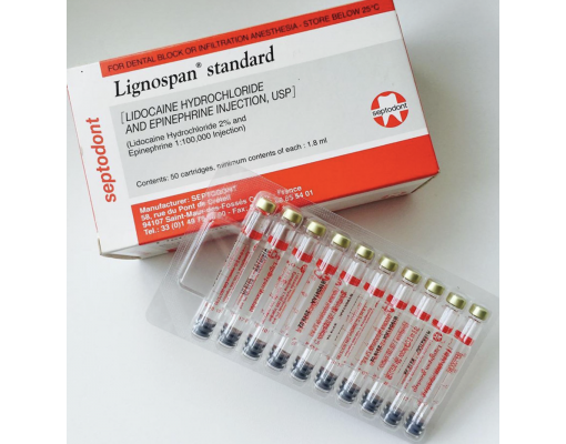 Hộp đựng tê Pháp SEPTODONT đỏ LIGNOSPAN STANDARD 2%