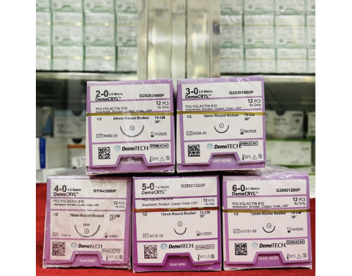 [Bán lẻ từng sợi] Chỉ khâu DEMECRYL DEMETECH Polyglactin tự tiêu dùng trong phẫu thuật các số