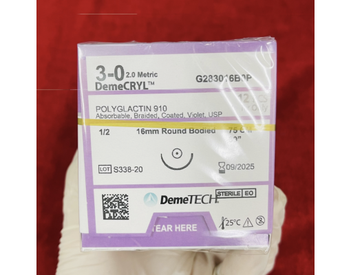 [Bán lẻ từng sợi] Chỉ khâu DEMECRYL DEMETECH Polyglactin tự tiêu dùng trong phẫu thuật các số