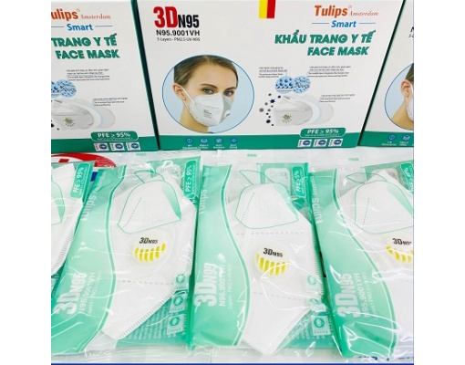 [Bán lẻ] Khẩu trang y tế 3D TULIPS N95 9001VH - Có van 1 chiều