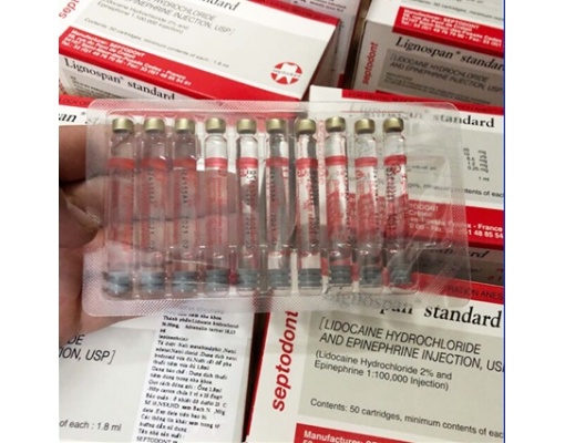 Hộp đựng tê Pháp SEPTODONT đỏ LIGNOSPAN STANDARD 2%