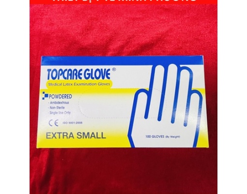 Găng tay y tế TOPCARE Malaysia có bột size XS, S, M