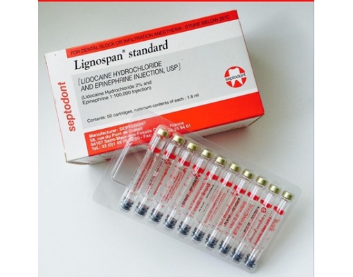 Hộp đựng tê Pháp SEPTODONT đỏ LIGNOSPAN STANDARD 2%