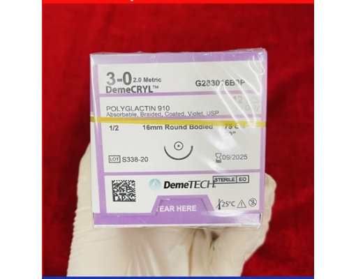[Bán lẻ từng sợi] Chỉ khâu DEMECRYL DEMETECH Polyglactin tự tiêu dùng trong phẫu thuật các số