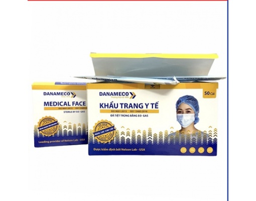 Khẩu trang y tế DANAMECO tiệt trùng từng chiếc (3 lớp kháng khuẩn) chính hãng