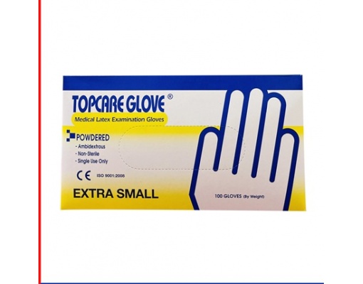 Găng tay y tế TOPCARE Malaysia có bột size XS, S, M